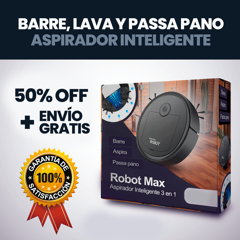 Aspiradora Robot Inteligente 3 en 1 MaxClean™ - Limpia Todo el Ambiente